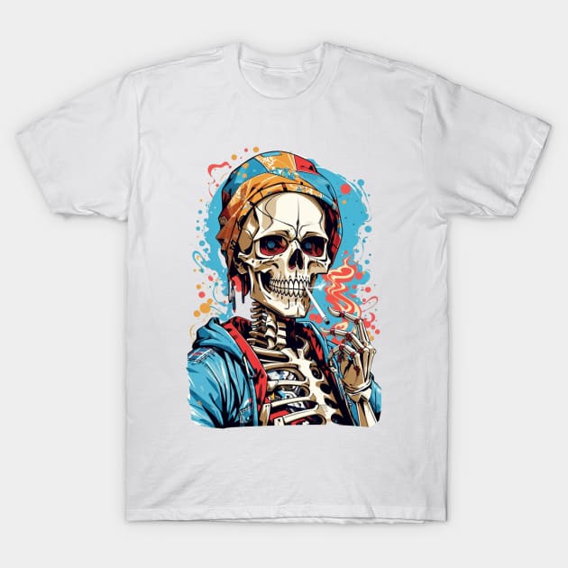 Skeleton Smoking a ciggy T-Shirt by RainbowCatfish